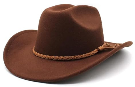 AAIXXIZAO Fedora Trilby Filzhut Hut Vintage Cowboy Hut Für Herren 8Cm Breite Krempe Jazz Hüte Panama Kirche Mützen 57-58Cm Braun