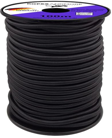 PP Expanderseil Gummiseil 10mm Gummileine Planenseil Gummischnur 10m-100m viele Farben Made in Germany von Ropes and More (Schwarz, 20 m (Lfm) Ø10 mm – ohne Spule)