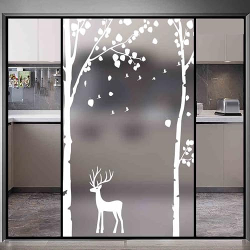 Fensterfolie Cartoon Weiß Milchglasfolie Sichtschutz Fensterfolie Blickdicht Bad Milchglasfolie Selbstklebend Fenster Sichtschutzfolie Fenster Fensterfolien Window Privacy Film 50x120cm/1 Pcs
