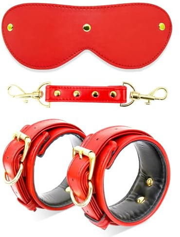 BDSM Bondage Sex spielzeug für die Paare,BDSM Handschellen,Sex Bondageset SM Kit Fesslset Einstellbar Handschellen Fußfesseln Bett mit Augenbinde Handgelenk Fesseln Sex spielzeug für die Frau Extrem