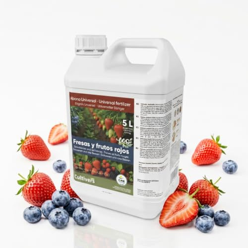 CULTIVERS Abono Fresas y Frutos Rojos 5 L Fertilizante Líquido Ecológico NPK con Aminoácidos Potencia Color Sabor y Maduración | Nutrientes Orgánicos con microelementos frambuesas grosellas moras