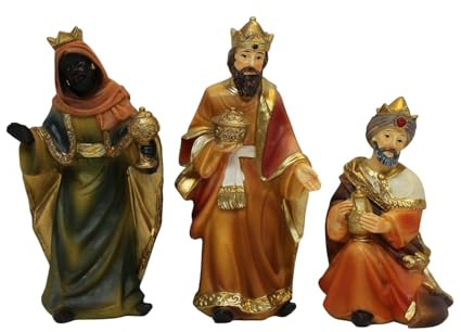 ZICOM Krippenfiguren Miniaturfiguren Heilige DREI Könige Höhe 12,5cm (Caspar, Melchior und Balthasar) handbemalt Polyresin, Modellbau Puppenhaus