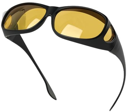 Lunettes de Nuit Polarisées, protection UV 400 anti reflet pour homme et femme,lunette jaune conduite de nuit lunettes polarisées enveloppantes pour conduite, pêche, golf (lentille de vision nocturne)