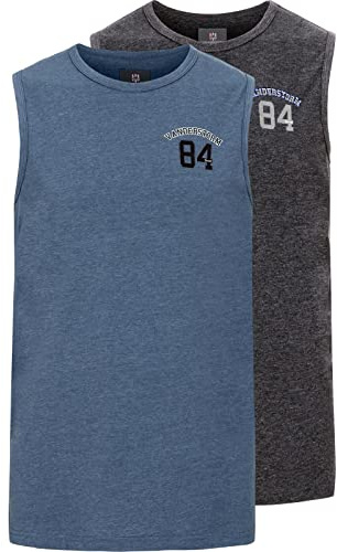 Jan Vanderstorm Herren Doppelpack Tanktop Poro Blau, 2XL (XXL) - 60/62