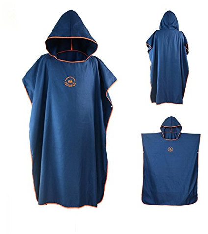 MIFXIN Beach Surfing Robe Wetsuit Changing Towel Poncho Bath Robe with Hood One Size Fits All Women Men (Dark Blue)
