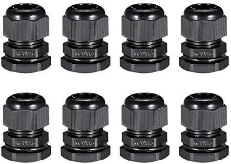 sourcing map 8Pcs M20x1.5 Cable Gland Waterproof Plastic Joint Adjustable Locknut Black for 6mm-12mm Dia Cable Wire