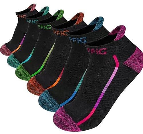NAFFIC Trainer Running Socks Womens 6 Pairs Cushioned Sports Socks for Women Cotton Breathable Cushion Running Sock Ladies Casual Nonslip Ankle Athletic Sock