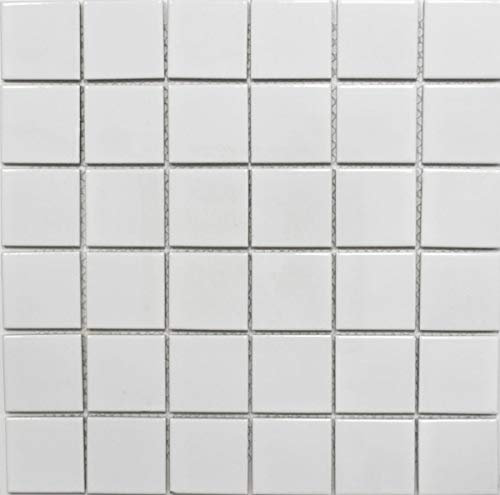 Keramik Mosaik Fliese weiß glänzend Fliesenspiegel Badezimmerwand MOS16B-0101