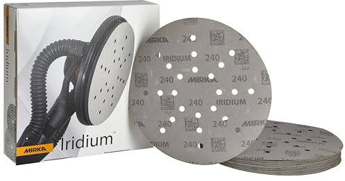 Mirka Iridium Sandpaper Ø 225mm Hook & loop, Grit 240/25 pcs/For drywall sanders, wall and ceiling sanders/Sanding of paint, putty, primer, wood, steel, mineral materials, plastic, glass fibre