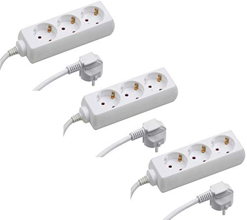 Meister WU7430380 7430380 Steckdosenleiste 3-fach, 250 V, Weiß, 3 Stück