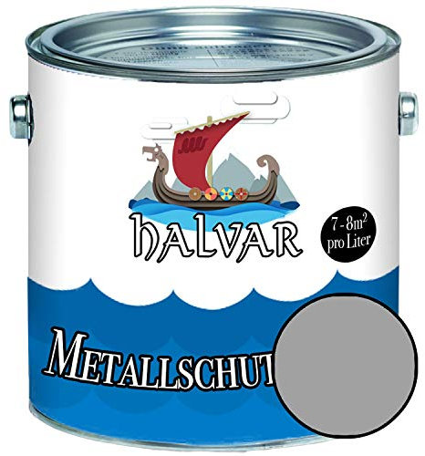 Halvar Metallschutzlack GLÄNZEND Weiß/Grau/Schwarz RAL 9001-9018 Metallfarbe besonders robuster Kunstharzlack Wetterbeständig & perfekter Langzeitschutz Metall (10 L, RAL 9006 Weißaluminium)
