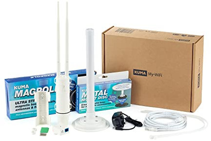 KUMA My-WiFi Outdoor Extender Booster - 600Mbps Long Range Internet Repeater for Garden Office, CCTV Security & Gaming - Weatherproof Signal for Motorhomes, Pubs & Outbuildings - 240V