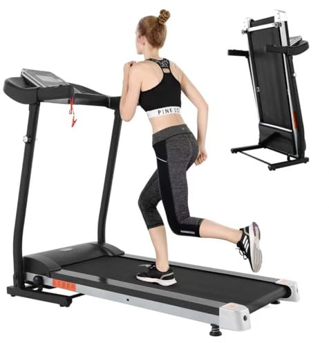 Novonova Tapis de Marche Pliable Electrique Moteur Puissant 550W, Tapis de Course 14KM/H Compact Silencieux Vitesse Réglable, Tapis Course Pliable avec Ecran LCD/Bluetooth, Tapis de Cours 12 Programme
