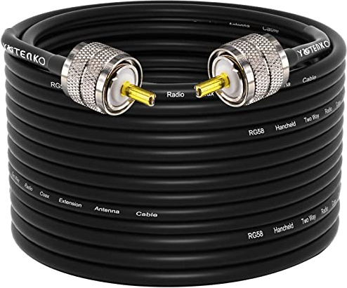 YOTENKO CB Coax Cable, RG58 Coaxial Cable 75ft,UHF PL259 Male to PL259 Male 50 Ohm Coax Low Loss for HF VHF CB Radio,Ham Radio,SWR Meter,Dummy Load,Antenna Analyzer