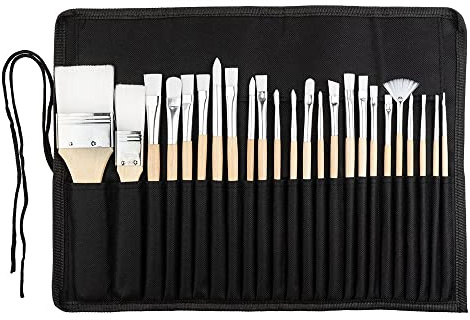Ideen mit Herz 24 Künstlerpinsel mit Aufbewahrungstasche | Nylonhaar | Pinsel-Set: 9 Rundpinsel, 11 Flachpinsel, 2 Zungenpinsel, 1 Winkelpinsel, 1 Fächerpinsel