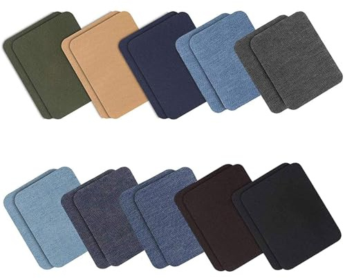 Jeans-reparationsset, 20 stycken stryklappar för barn, set med påstrykningslappar, för strykning, gör-det-själv, applikationslappar, jeanslappar, lappdekaler för kläder och jeans (9,5 x 12,5 cm)