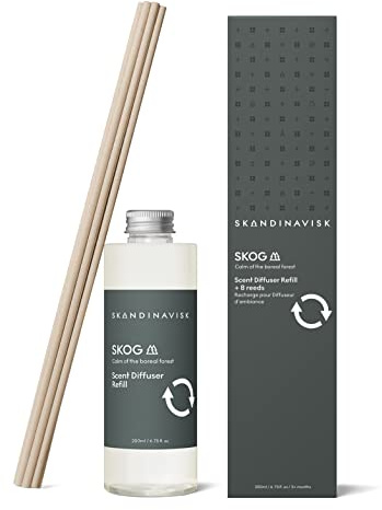 Skandinavisk SKOG Ricarica Diffusore a Bastoncini Forest con 8 Ance Durata +3 Mesi Note: Aghi di Pino e Coni di Abete, Linfa di Betulla e Mughetto 200 ml