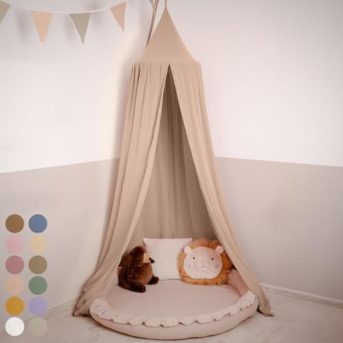 lilimaus Baldakin barnrum [i 12 färger] – sänghimmel av 100 % bomull, handgjord muslin, för flickor och pojkar – babysänghimmel som babyrumsdekoration – gardin för barnsäng, gosig hörna