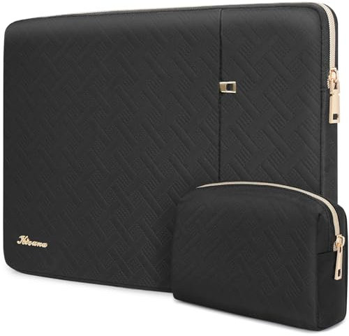 KIZUNA 15.6 inch Laptop Sleeve Case With Accessory Bag for 16 MacBook Pro M1/M2/15.6 HP Envy x360 15/Dell XPS 15/IdeaPad 5 Pro Gen 6, Black