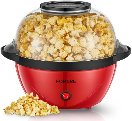 FOHERE Palomitero, Máquina de Palomitas Casera de 3,5 Litros, Palomitera que Puede Agregar Azúcar y Aceite, Agitación Automática, Olla Antiadherente, Silenciosa y Rápida, Adecuado Para Cine en Casa