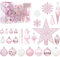 Sea Team Juego de 130 adornos surtidos de bolas de Navidad de plástico inastillables, bolas decorativas, colgantes, decoraciones con estrella para árbol de Navidad, corona, guirnalda (rosa)