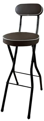 Sgabello da Bar Pieghevole Imbottito Marrone da 70/75 cm, Seggiolone da Cucina Portatile per Colazione, Sedia Pieghevole ad Altezza Bancone con Schienale e Poggiapiedi(28inch/70cm)