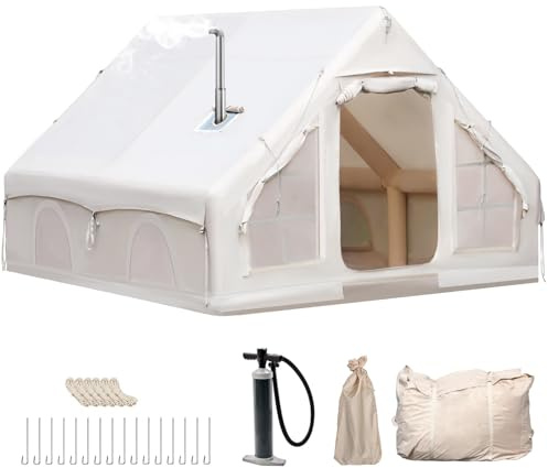 tienda inflable de instalación rápida para acampar al aire libre con bomba, familiar con ventana y puerta, desplegable con bolsa de almacenamiento