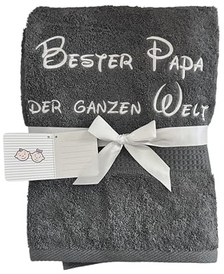 KIDDI-MEDIA Handtuch, Anthrazit, 70 x 140 cm, 500 g/m², 100% Baumwolle | Mit personalisierter Bestickung wie z.B. Name, Verschiedene Größen und Farben, Frottier