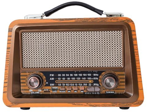 Radio Portatile, Radio retrò Bluetooth con SW FM AM, Riproduzione Scheda AUX/TF/Disco U, Tre modalità di Controllo, Batteria da 2000 mAh, Esterno in Legno Fatto a Mano, per Uso Domestico, Campeggio