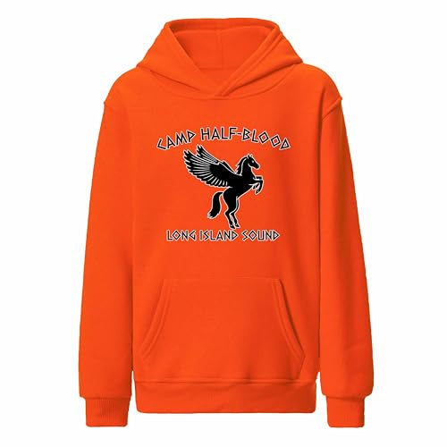 Varsany Greek Mythology Hoodie Demigod Costume Mythical Hero Orange Top | Ancient Greek fancy dress for boys girls, book character outfit, mythology fan gift, orange pullover for school events