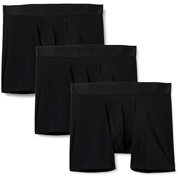 Amazon Essentials herr mikrofiber boxershorts underkläder, 3-pack, Svart, L