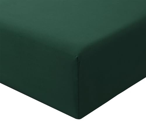 RUIKASI King Fitted Sheet Deep - Emerald Green Bottom Sheet for Kingsize Bed with 40cm 16 Inches Extra Deep Sided Pocket, Soft Microfiber Bedsheet Ultra Deep Fit with Mattress