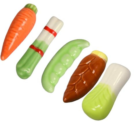 CHICAMPERA 5pcs Ceramic Vegetable Chopstick Holder Spoon Fork Stand Chopsticks Rack for Kitchen Decor Accessories Rests for Dining Table Vegetables Design Rest