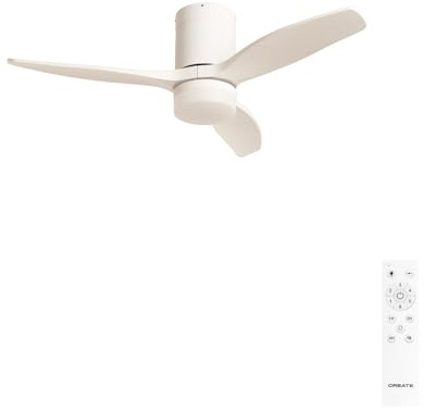 CREATE / WINDCALM S/Deckenventilator ABS mit Beleuchtung Weiß mit Fernbedienung / 40W, leise, Ø112 cm, 6 Geschwindigkeiten, 3 LED-Temperaturen, Sommer-Winterbetrieb