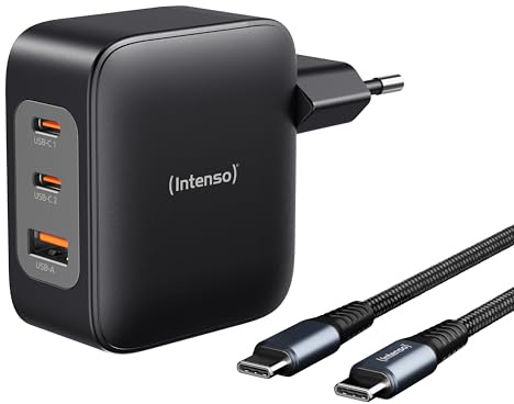 Intenso 100W GaN Ladegerät - USB-C Schnellladegerät mit 2m USB-C Kabel