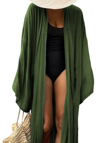Treer Strickjacke Damen Sommer Strand, Einfarbig Strandkleid Bikini Cover Up Sommer Badeanzug Cover Up Frauen V-Ausschnitt Beachwear Kleid Oversize Sommerkleider