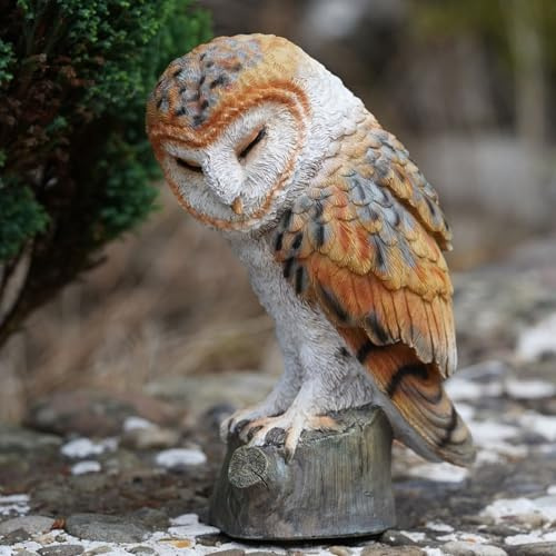 Barn Owl Resin Sculpture Home Garden British Wildlife Statue Outdoor Ornament Eagle Large Bird Gift