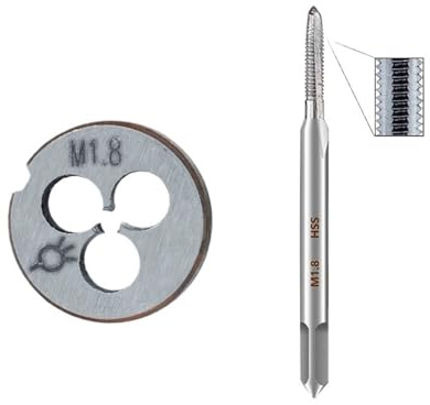 Spiralspitze Gewindebohrer 2-teiliges metrisches Gewindebohrer- und Schneideisen-Set M1-M9 HSS Rechtsgewindebohrer for Maschinen(2pcs M8x1.0)