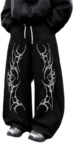 xueneige Pantaloni Larghi Palestra Uomo Gotico Pantaloni Tuta Uomo Baggy Y2K - Pantaloni Jogging Sportivi Casual a Gamba Ampia per Allenamento Palestra
