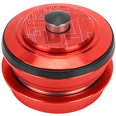 Juego de dirección de horquilla delantera para bicicleta de montaña de 44 mm, aleación de aluminio sin rosca. (Roja)