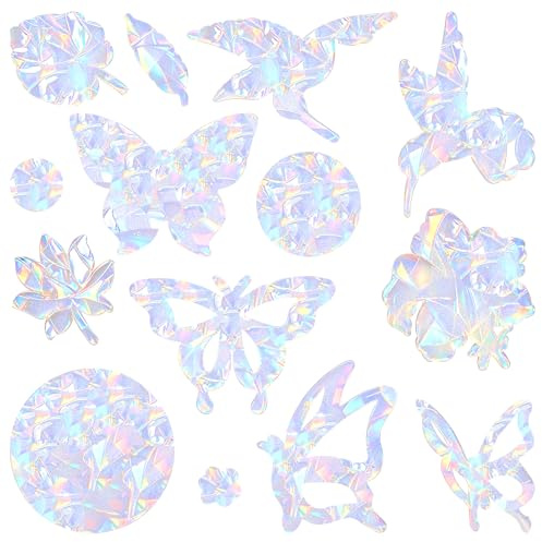 58 stycken prisma fönsterklistermärken – mycket transparent fågelskydd fönsterklistermärken, solcatcher klistermärken regnbåge, dekorativ fönsterdekoration för fågelskydd i kök, vardagsrum och sovrum