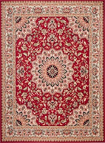 Mazovia Alfombra Moderna - Diseño Oriental de Salón Grande de Pelo Corto - Alfombras de Habitación de Matrimonio, Dormitorio y Comedor - Rojo 200 x 300 cm