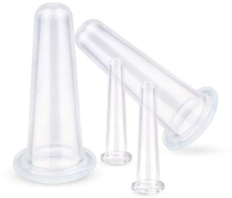 Silikon Massage Schröpfen Cups Gesicht Schröpfen Set für Gesicht und Augen Schröpfen Massage， 4 Tassen (2 groß + 2 klein)