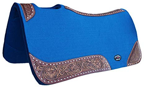 CHALLENGER Horse Saddle PAD Western Contoured Wool Felt Moisture Wicking Blue 39209RB