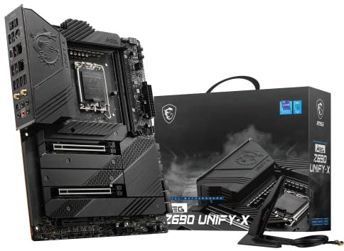 MSI MEG Z690 UNIFY-X Motherboard, ATX - Supports Intel Core 12th Gen Processors, LGA 1700 - Direct 19+2 Phase VRM 105A, DDR5 Boost DIMMs 6800+MHz/OC, 2 x PCIe 5.0 x16, 4 x M.2 Gen4, Dual LAN, Wi-Fi 6E