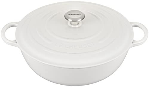 LE CREUSET Emailliertes Gusseisen Ovaler Dutch Oven, Weiß, 7.5 Quarts
