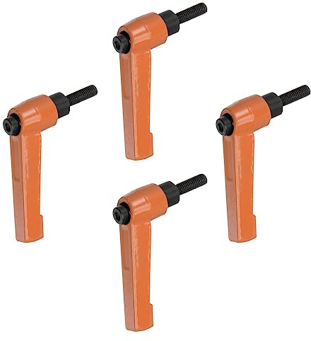 QUARKZMAN 4uds Ajustable Sujeción Palanca Manijas M8 x 50mm Macho Rosca Perno Perillas Giratorio Tornillo Bloqueo Rápida Liberación Trinquete Pulsador Botón Mango, Naranja