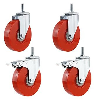 Industrielle Schwerlast-Rollen 3 Zoll 4 Zoll 5 Zoll Möbel-Rollen Mit Bremse M12x30mm Gewinde Universal Schwenkbar Doppelt Gelagert Lenkrollen Trolley-Rollen Tragfähigkeit 300KG (4 Stück)