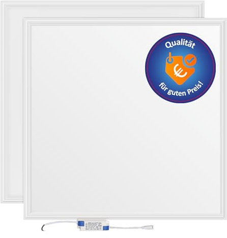 LECOM 2x LED Panel 62x62 Neutralweiß 4000K 4000lm LED Einbauleuchte Flach | LED Rasterleuchte ultra flach. LED Deckenpanel für Büros, Konferenzräume, Praxen und Empfangsbereiche. 3 Jahre Garantie.