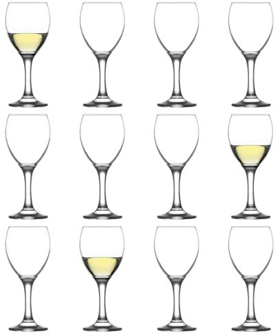 LAV 12x 245ml Empire White Wine Glasses - Small Dishwasher Safe Glass Wedding Christmas Birthday Party Drinking Glassware Goblet Gift Set